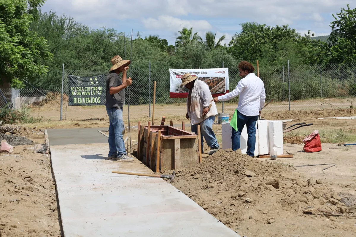 Rehabilitated park with playground equipment and lighting in a La Paz neighborhood