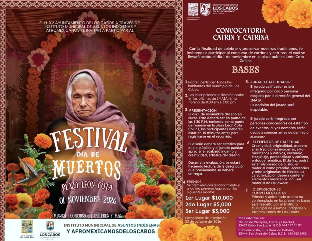 Convocatoria a concursos de catrinas y altares de Día de Muertos en Cabo San Lucas